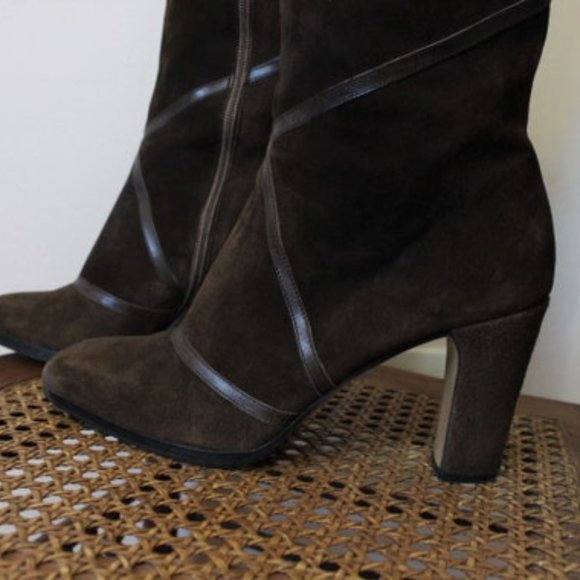 1970s GIVENCHY suede boho boots, brown suede leather hippie boots 6 US - Picture 4 of 10